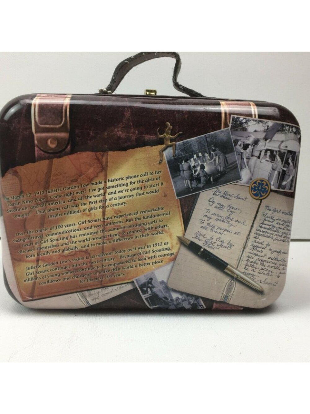 Girl Scout 1912-2012 Travel Suitcase 100th Anniversary Centennial Tin Lunch Box - Picture 3 of 12